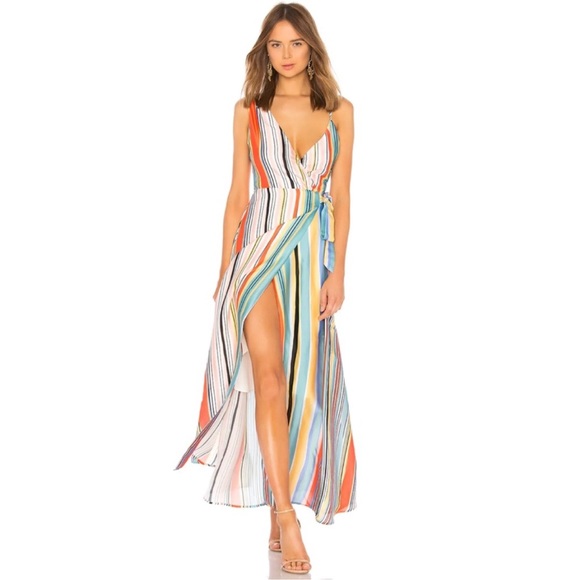 Lovers + Friends Maxi Wrap Dress Montague Stripe Aruba - Picture 6 of 10
